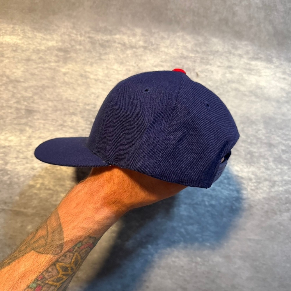 Vintage Puma MLB Chicago Cubs Snapback Hat Mens Navy Blue Red Logo Baseball Cap - Picture 4 of 8